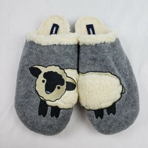 Lands' End Felt Scuff Slippers Sheep Soft Sherpa